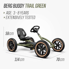 Šlapací kára BERG Buddy Trail zelená s ruční brzdou
