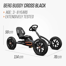 Šlapací kára BERG Buddy Cross černá s ruční brzdou