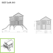 Zahradní cedrový domeček Exit Loft 350 zelený